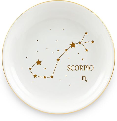 هدايا Homlouue Scorpio للنساء، طبق خاتم زودياك، هدايا عيد ميلاد برج العقرب للنساء، صينية حلية علامة علم التنجيم السيراميك، حامل مجوهرات العقرب، هدايا كوكبة زودياك لأفضل الأصدقاء النساء in Kuwait