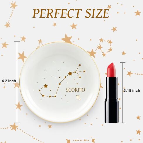 هدايا Homlouue Scorpio للنساء، طبق خاتم زودياك، هدايا عيد ميلاد برج العقرب للنساء، صينية حلية علامة علم التنجيم السيراميك، حامل مجوهرات العقرب، هدايا كوكبة زودياك لأفضل الأصدقاء النساء in Kuwait