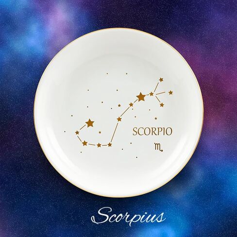 هدايا Homlouue Scorpio للنساء، طبق خاتم زودياك، هدايا عيد ميلاد برج العقرب للنساء، صينية حلية علامة علم التنجيم السيراميك، حامل مجوهرات العقرب، هدايا كوكبة زودياك لأفضل الأصدقاء النساء in Kuwait