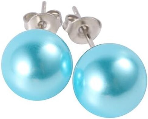 LEILE 12pairs colors Assorted Mixed Wholesale Lot Glass Pearl Earrings Studs Gift Set Stainless Steel Pin for Women kids Girl in Kuwait