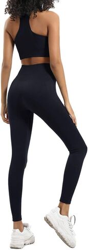 HAODIAN Women's Yoga Outfits 2 Piece High Waisted Leggings with Sports Bra Gym Clothes Sets in Kuwait