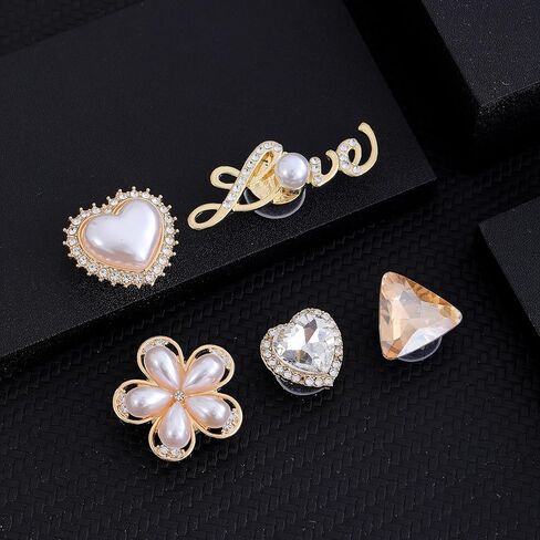 الذهب والفضة بلينغ سحر الأحذية مجموعة للنساء في سن المراهقة الفتيات مصمم يتوهم سلاسل اللؤلؤ حجر الراين الأحذية الديكور سحر الفاخرة مجوهرات اكسسوارات سحر لشرائح فقاعة تسد هدايا عيد الميلاد عيد الميلاد in Kuwait