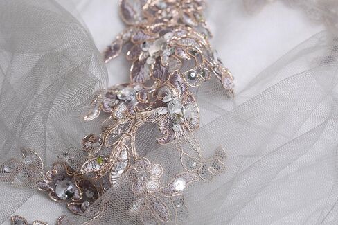 Meier Women's Illusion Long Sleeve Embroidery Prom Formal Dress in Kuwait