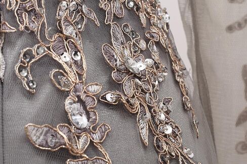 Meier Women's Illusion Long Sleeve Embroidery Prom Formal Dress in Kuwait