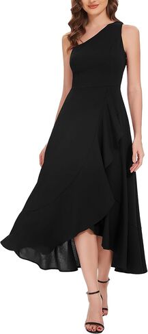 Dressystar فستان نسائي صيفي 2023 لحفلات الزفاف والكوكتيل بكتف واحد للحفلات الراقصة بدون أكمام وفتحة مفتوحة للحفلات الرسمية in Kuwait