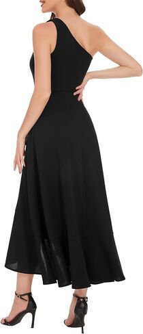 Dressystar فستان نسائي صيفي 2023 لحفلات الزفاف والكوكتيل بكتف واحد للحفلات الراقصة بدون أكمام وفتحة مفتوحة للحفلات الرسمية in Kuwait