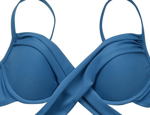 Mycoco Women Underwire Bikini Tops Criss Cross Push Up Swim Top Only in Kuwait