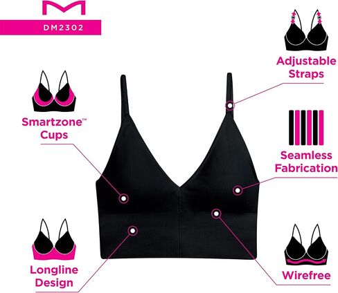 Maidenform Women's M Rib Seamless Brami, Pullover Wireless V-Neck Cami Bra, Removable Cups in Saudi Arabia