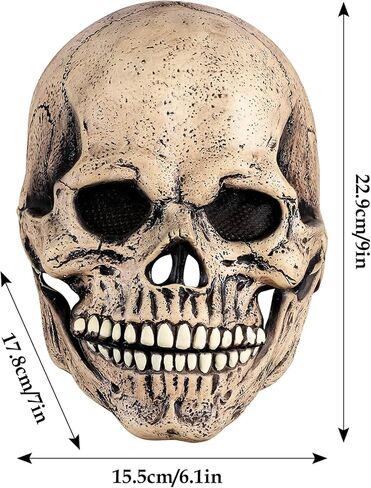 قناع هالوين متحرك فك لكامل الرأس قناع الجمجمة الرعب خوذة شبح قناع الوجه أقنعة مخيفة للبالغين هالوين ديكورات تنكرية in Kuwait
