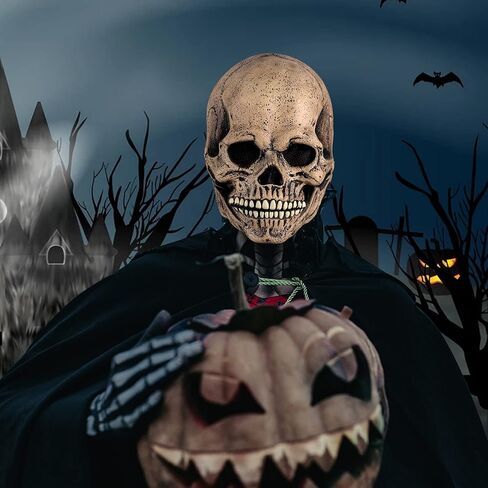 قناع هالوين متحرك فك لكامل الرأس قناع الجمجمة الرعب خوذة شبح قناع الوجه أقنعة مخيفة للبالغين هالوين ديكورات تنكرية in Kuwait