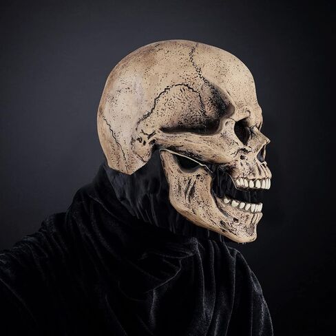 قناع هالوين متحرك فك لكامل الرأس قناع الجمجمة الرعب خوذة شبح قناع الوجه أقنعة مخيفة للبالغين هالوين ديكورات تنكرية in Kuwait