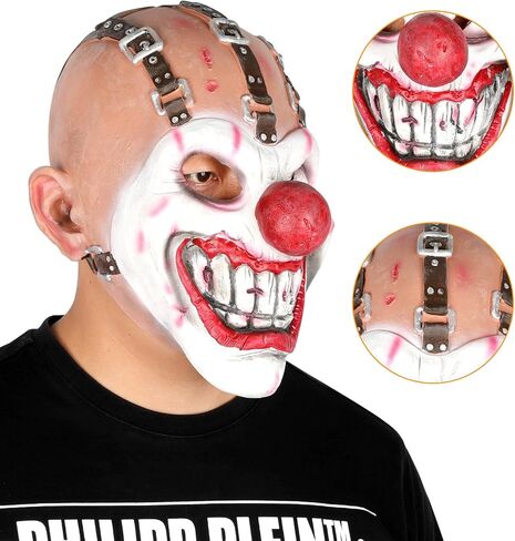قناع المهرج المخيف من لوكي بتصميم اسنان حلوة مع ابرة كين للتنكر والهالوين للبالغين من الرجال والنساء in Kuwait