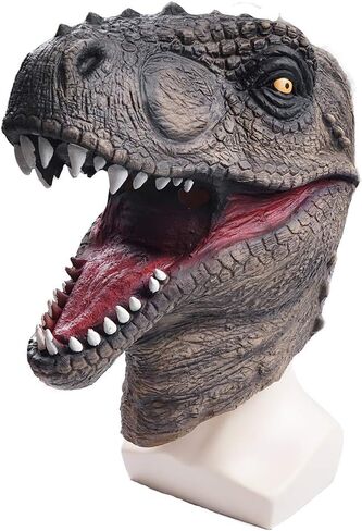 ReneeCho Novelty Halloween Costume Dinosaur Mask Latex Raptor Animal Head Jurassic in Kuwait
