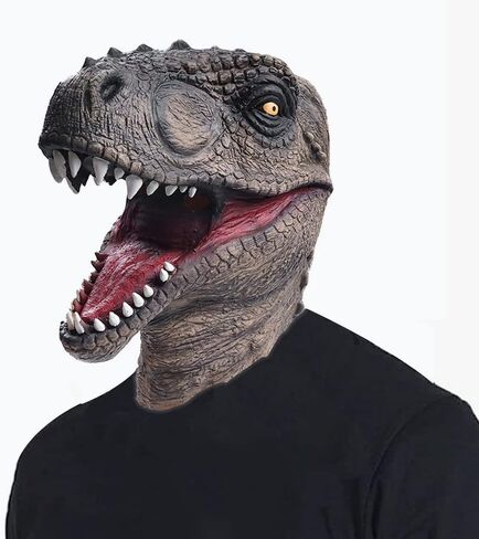 ReneeCho Novelty Halloween Costume Dinosaur Mask Latex Raptor Animal Head Jurassic in Kuwait