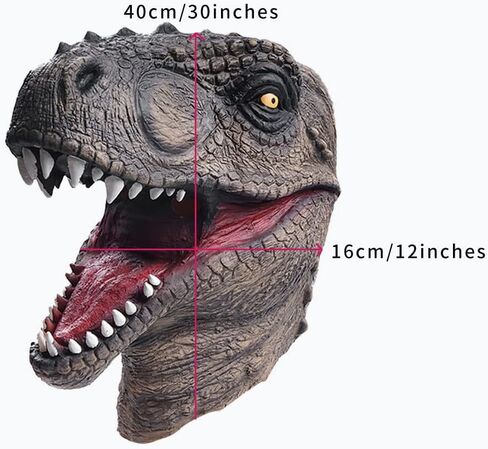 ReneeCho Novelty Halloween Costume Dinosaur Mask Latex Raptor Animal Head Jurassic in Kuwait
