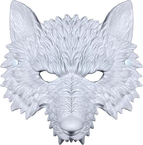Alodidae White Wolf Mask Animal Masquerade Masks Paintable DIY Werewolf Head Halloween Party Costume Cosplay Accessory Adult Men in Saudi Arabia
