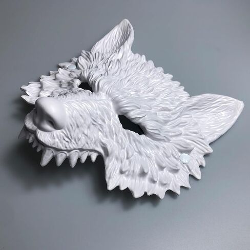 Alodidae White Wolf Mask Animal Masquerade Masks Paintable DIY Werewolf Head Halloween Party Costume Cosplay Accessory Adult Men in Saudi Arabia