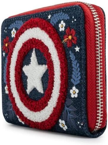 محفظة مستديرة بسحاب ودرع مطبوع عليه Marvel Captain America 80th Anniversary من Loungefly x in Saudi Arabia