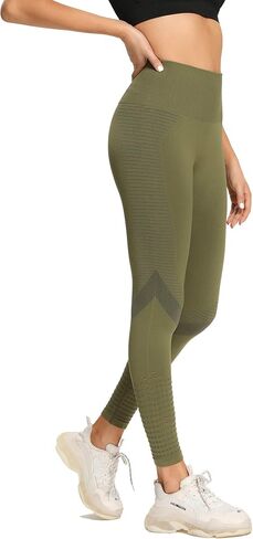 Redqenting High Waisted Leggings for Women Workout Seamless Leggings Yoga Pants Sweat Proof Tummy Control Tights in Kuwait