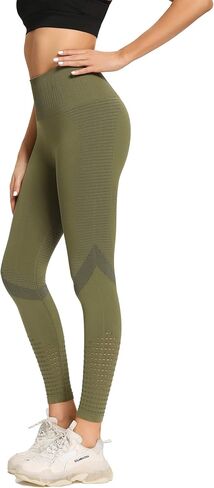 Redqenting High Waisted Leggings for Women Workout Seamless Leggings Yoga Pants Sweat Proof Tummy Control Tights in Kuwait