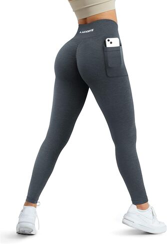 A AGROSTE Women Seamless Workout Leggings with Pockets Scrunch Butt Lifting Gym Leggings High Waisted Yoga Pants in Kuwait