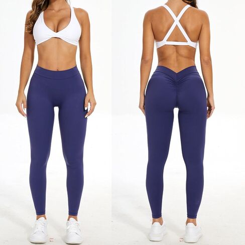 FITTOO V-Back Scrunch Butt Lift Leggings for Women High Waist Tummy Control Booty Gym Workout Yoga Pants in Kuwait
