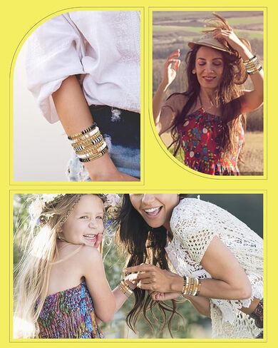مجموعة أساور Abitoncc Preppy Heishi Surfer للفتيات المراهقات، أقراط لطيفة وحلقات جمالية Preppy ملونة من الذهب الأبيض والخرز الطيني القابل للتكديس حزمة أساور قابلة للتكديس، مجوهرات Y2K Lightning Bolt Heart Star Preppy in Kuwait