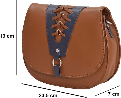 حقيبة يد عصرية من اشيبو للنساء من جلد نابا المسطح مع غطاء دانتيل مخطط وحزام قابل للتعديل in Kuwait