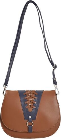 حقيبة يد عصرية من اشيبو للنساء من جلد نابا المسطح مع غطاء دانتيل مخطط وحزام قابل للتعديل in Kuwait