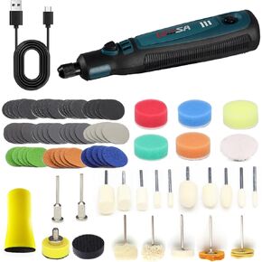 أداة دوارة لاسلكية 3.6 فولت، مجموعة أدوات دوارة لشحن USB بـ 3 سرعات مع ورق صنفرة مقاس 1 بوصة ووسادة دعم ساق 1/8، مجموعة وسادة تخزين رغوية ناعمة لسيارة مجوهرات مرآة معدنية خشبية in Kuwait