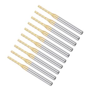 CoCud Carbide End Mill Engraving Milling Bits, 2mm Bit Dia. 1/8" Shank, Titanium Coat CNC Cutting Router Bits Tool - (Applications: for PCB Machine), 10-Pieces