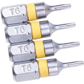 Utoolmart 25mm Long 1/4 inches Hex Shank T6 Magnetic Torx Security Screwdriver Bits S2 High Alloy Steel 4Pcs