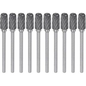 HARFINGTON 10pcs Carbide Rotary Burrs 1/8" (3mm) Shank 1/4" (6mm) Head Single Cut Cylindrical Ball Nose C Shape Die Grinder Bits Rasp Files for Hard Metal Wood Stone Polishing Engraving in Saudi Arabia