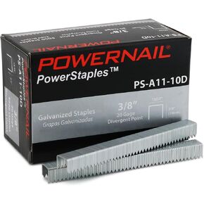 Powernail PSA1110D 20 Gauge 13/32 Inch Crown 3/8 Inch Length Divergent Point Collated Galvanized Staples, A11 / T50 Series (Box of 5000) in Kuwait