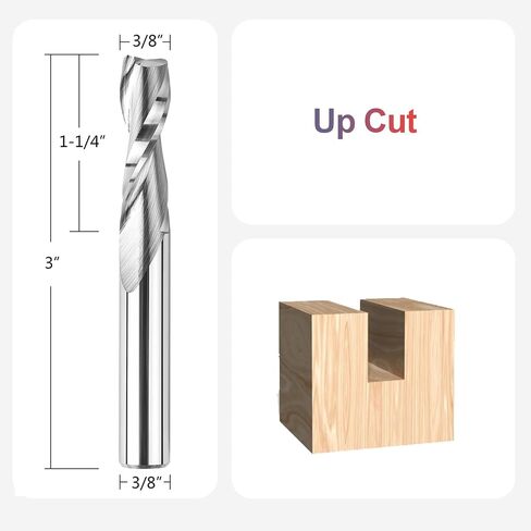 SpeTool Upcut Spiral Router Bit 3/8 Inch Shank 1-1/4 Inch Cutting Length Solid Carbide CNC Wood Router Engraving Bits in Saudi Arabia