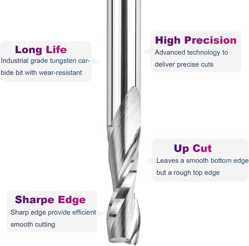 SpeTool Upcut Spiral Router Bit 3/8 Inch Shank 1-1/4 Inch Cutting Length Solid Carbide CNC Wood Router Engraving Bits in Saudi Arabia