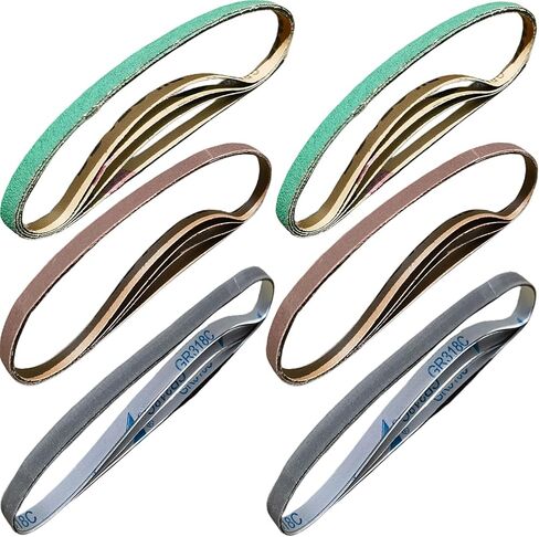 توكروب حزام صنفرة بديل من 24 قطعة مقاس 3/8 انش × 21 انش لماكينة صنفرة ماكيتا XSB01Z، 9032 - 80/120/240/400/1000/1200 حزام صنفرة in Kuwait