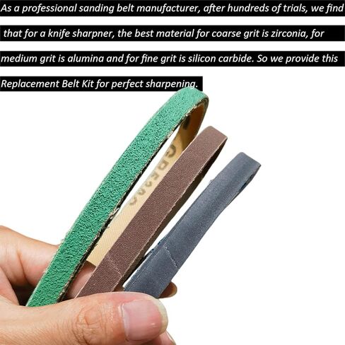 توكروب حزام صنفرة بديل من 24 قطعة مقاس 3/8 انش × 21 انش لماكينة صنفرة ماكيتا XSB01Z، 9032 - 80/120/240/400/1000/1200 حزام صنفرة in Kuwait