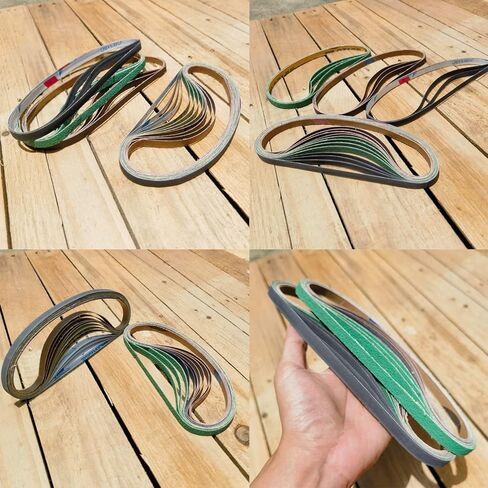 توكروب حزام صنفرة بديل من 24 قطعة مقاس 3/8 انش × 21 انش لماكينة صنفرة ماكيتا XSB01Z، 9032 - 80/120/240/400/1000/1200 حزام صنفرة in Kuwait