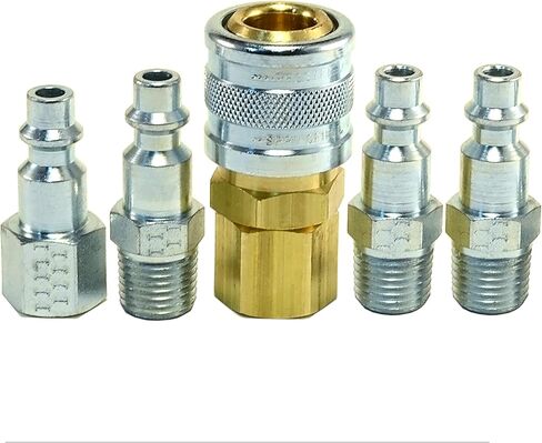 تركيبات هواء شديدة التحمل، قارنة توصيل هواء صناعية ومجموعة قابس، مجموعة توصيل سريعة، حجم جسم 1/4 بوصة، حجم خيط NPT 1/4 بوصة، صناعة أمريكية (40 قطعة - قارنة توصيل ومجموعة قابس) in Kuwait