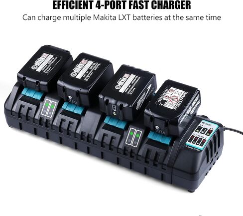 شاحن سريع 18 فولت DC18SF بأربعة منافذ مع منفذ USB مزدوج متوافق مع بطارية ماكيتا 14.4 فولت 18 فولت LXT ليثيوم أيون BL1840 BL1850 BL1860 BL1890، بديل لشاحن بطارية ماكيتا 18 فولت DC18RC DC18RD in Kuwait