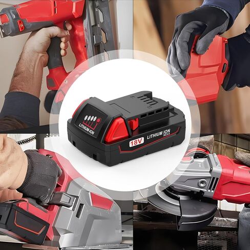 BECDXPal 2packs 3.5ah استبدال لبطارية ميلووكي M18 18 فولت بطارية ليثيوم ميلووكي ومجموعة الشاحن، 48-11-1811 بطارية ميلووكي M18 18 فولت وشاحن 48-59-1812 لبطارية ميلووكي 18 فولت in Kuwait