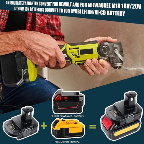 محول بطارية DM18RL لـ Dewalt لبطارية Milwaukee 20V/18V Li-Ion تتحول إلى بطارية ريوبي 18V P103 P104 P105 P107 P108 P109 P190 P100 in Kuwait