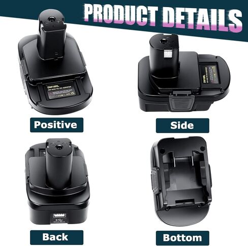 محول بطارية DM18RL لـ Dewalt لبطارية Milwaukee 20V/18V Li-Ion تتحول إلى بطارية ريوبي 18V P103 P104 P105 P107 P108 P109 P190 P100 in Kuwait