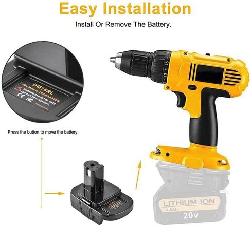 محول بطارية DM18RL لـ Dewalt لبطارية Milwaukee 20V/18V Li-Ion تتحول إلى بطارية ريوبي 18V P103 P104 P105 P107 P108 P109 P190 P100 in Kuwait