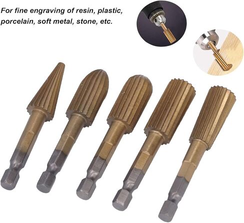 5Pcs Rotary File, High Speed Steel Burr Grinding Bit Hex Shank Tool Electric Grinding Tool Set in Kuwait