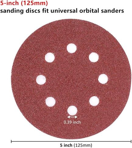 مجموعة متنوعة من ورق الصنفرة 150 قطعة 5 بوصة 8 فتحات، 10 درجات تشمل 60، 80، 100، 120، 150،180، 240، 320، 400، 600 ورق الصنفرة متعدد الحبيبات، متوافق مع وسادات الصنفرة المدارية العشوائية in Kuwait