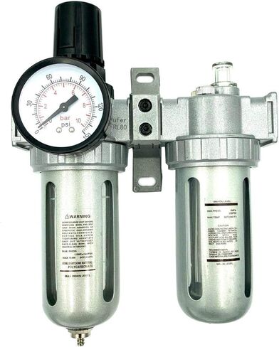 منظم فلتر الهواء AFRL80 من بروفر كومبو 1/2 انش ان بي تي، عنصر 5 ميكرون، وعاء بولي، تصريف يدوي - فلتر ضاغط الهواء منظم ضغط الهواء، فلتر فاصل للمياه والزيت in Kuwait