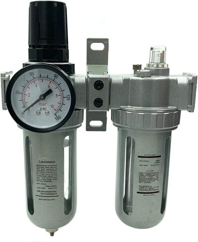 منظم فلتر الهواء AFRL80 من بروفر كومبو 1/2 انش ان بي تي، عنصر 5 ميكرون، وعاء بولي، تصريف يدوي - فلتر ضاغط الهواء منظم ضغط الهواء، فلتر فاصل للمياه والزيت in Kuwait