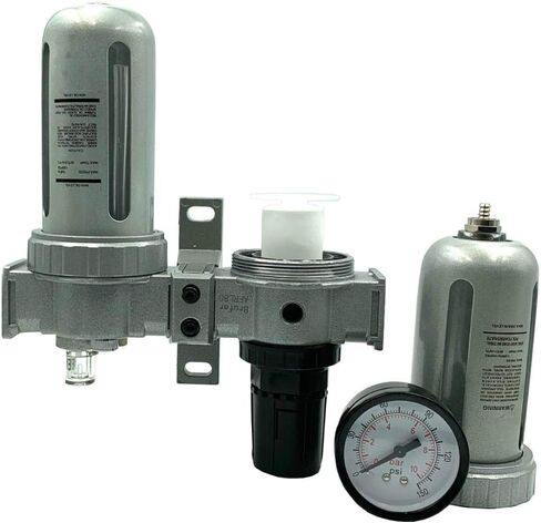 منظم فلتر الهواء AFRL80 من بروفر كومبو 1/2 انش ان بي تي، عنصر 5 ميكرون، وعاء بولي، تصريف يدوي - فلتر ضاغط الهواء منظم ضغط الهواء، فلتر فاصل للمياه والزيت in Kuwait